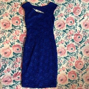 Roz & Ali Royal Blue Lace Midi Dress